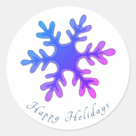 Snowflake Paarse kerstfeestdag Ronde Sticker