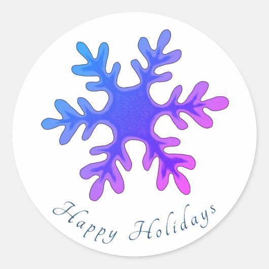 Snowflake Paarse kerstfeestdag Ronde Sticker (Voorkant)