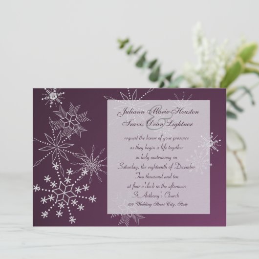 Snowflake Pareltjes/bruiloft Kaart (Staand voorkant)