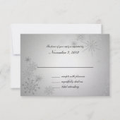 Snowflake Pareltjes Silver Wedding Response RSVP Kaartje (Voorkant)