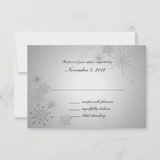 Snowflake Pareltjes Silver Wedding Response RSVP Kaartje (Voorkant)