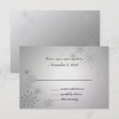 Snowflake Pareltjes Silver Wedding Response RSVP Kaartje (Voorkant / Achterkant)