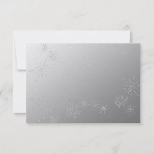 Snowflake Pareltjes Silver Wedding Response RSVP Kaartje (Achterkant)
