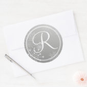 Snowflake Pareltjes Zilver/Monogram Ronde Sticker (Envelop)