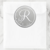 Snowflake Pareltjes Zilver/Monogram Ronde Sticker (Tas)