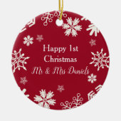 Snowflake Pas getrouwd kerstversiering Keramisch Ornament (Voorkant)