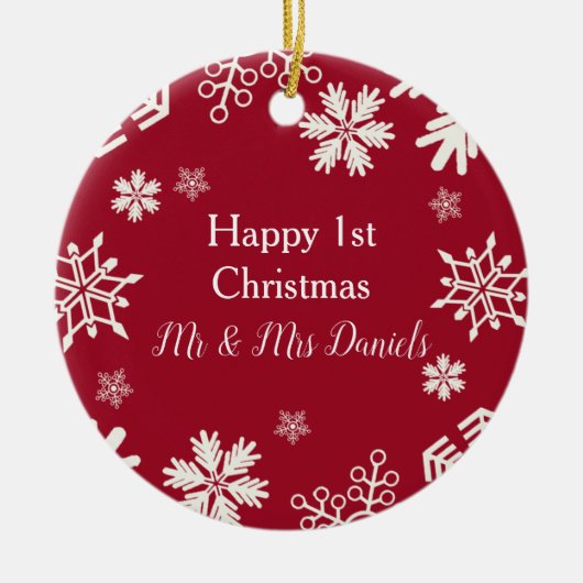 Snowflake Pas getrouwd kerstversiering Keramisch Ornament (Voorkant)