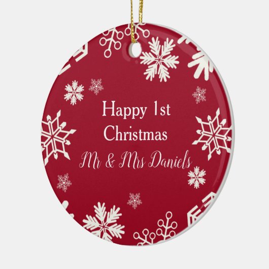 Snowflake Pas getrouwd kerstversiering Keramisch Ornament (Links)