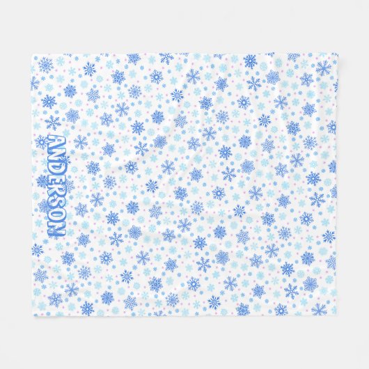 Snowflake pastel Blue Baby Blue Moderne Aangepaste Fleece Deken (Voorkant (Horizontaal))
