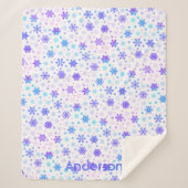 Snowflake Pastel Roze en Blue Custom Name Elegant Sherpa Deken (Voorkant)