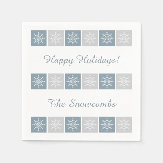 Snowflake Patroon aangepaste tekst papieren servet (Voorkant)