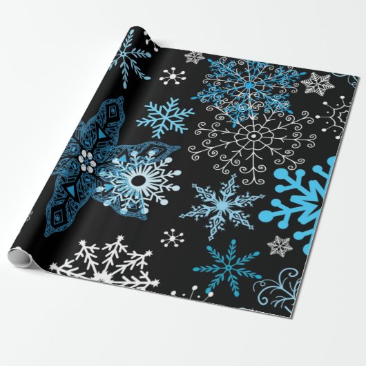 Snowflake patroon cadeaupapier (Uitgerold)