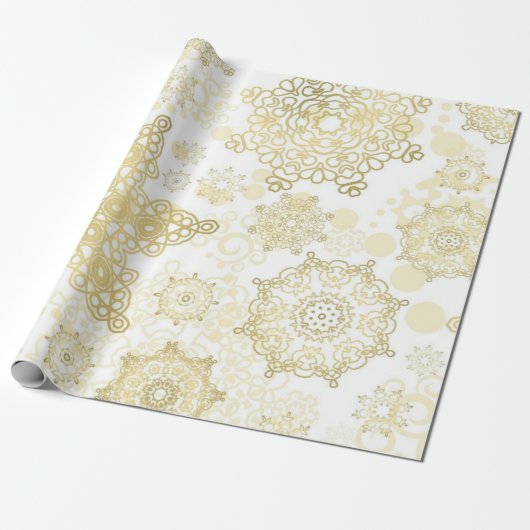 Snowflake patroon cadeaupapier (Uitgerold)