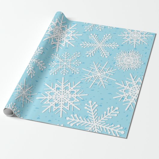 Snowflake patroon cadeaupapier (Uitgerold)