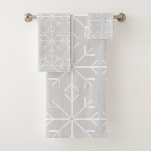 Snowflake patroon - grijs en wit. bad handdoek (Insitu)