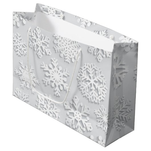 Snowflake patroon groot cadeauzakje (Voorkant Gekanteld)