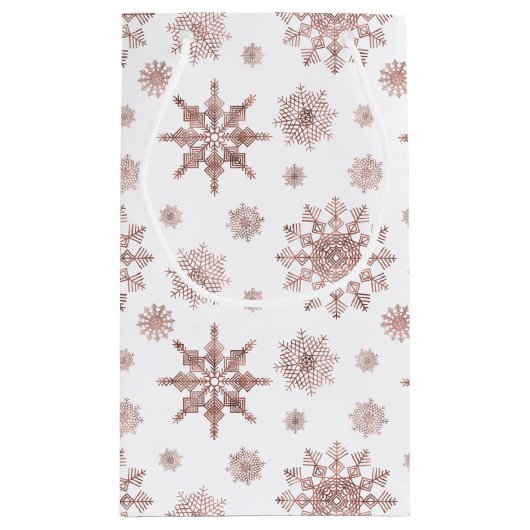 Snowflake patroon in Faux Roos Gold-look Klein Cadeauzakje (Achterkant)