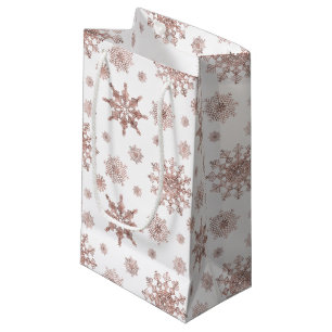 Snowflake patroon in Faux Roos Gold-look Klein Cadeauzakje