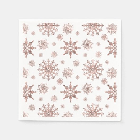 Snowflake patroon in Faux Roos Gold-look Servet (Voorkant)