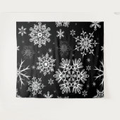 Snowflake patroon kerstachtergrond zwart wit wandkleed (Voorkant (horizontaal))