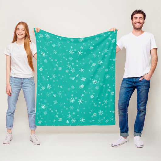 Snowflake Patroon met groen en wit kerstfeest Fleece Deken (In situ)