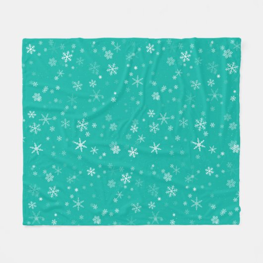 Snowflake Patroon met groen en wit kerstfeest Fleece Deken (Voorkant (Horizontaal))