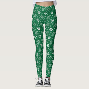 Snowflake Patroon met groen en wit kerstfeest Leggings
