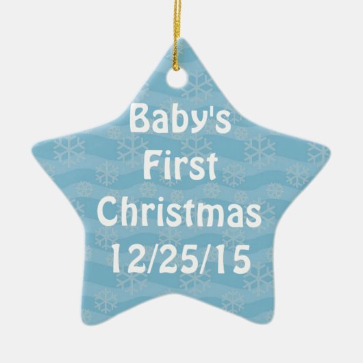 Snowflake Patroon op blauw Keramisch Ornament (Voorkant)