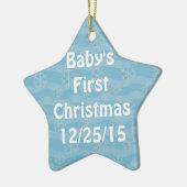 Snowflake Patroon op blauw Keramisch Ornament (Links)