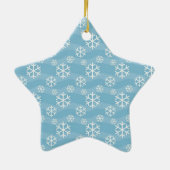 Snowflake Patroon op blauw Keramisch Ornament (Achterkant)