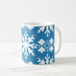 Snowflake Patroon op blauwe achtergrond Koffiemok