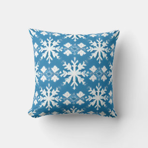 Snowflake Patroon op blauwe achtergrond Kussen