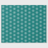 Snowflake Patroon op Blauwgroen Cadeaupapier (Vlak)