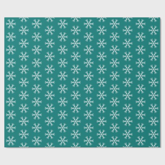 Snowflake Patroon op Blauwgroen Cadeaupapier (Vlak)