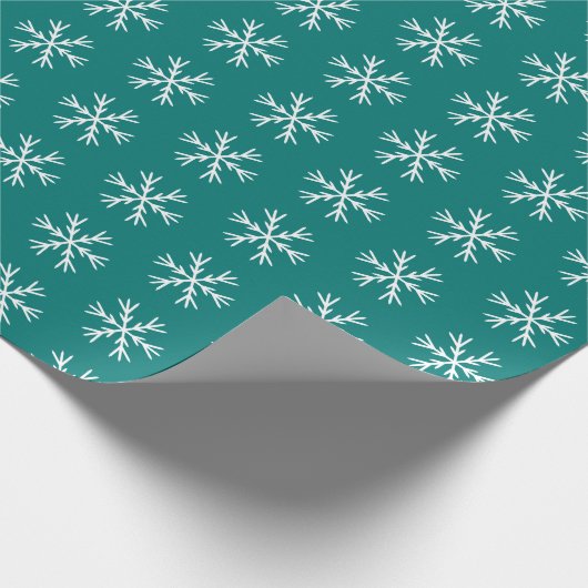 Snowflake Patroon op Blauwgroen Cadeaupapier (Hoek)