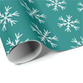 Snowflake Patroon op Blauwgroen Cadeaupapier (Rol Hoek)