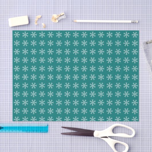 Snowflake Patroon op Blauwgroen kerstfeestdag Tissuepapier (Craft)