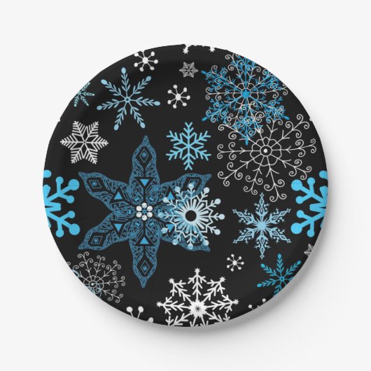 Snowflake patroon papieren bordje (Voorkant)