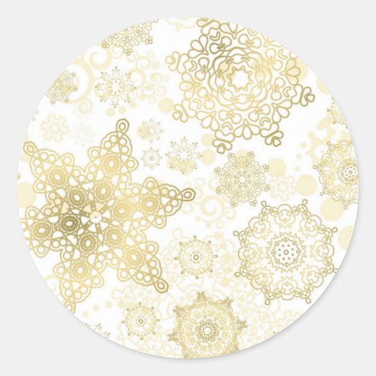 Snowflake patroon ronde sticker (Voorkant)