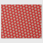 Snowflake-patroon van hout op vast rood cadeaupapier (Vlak)