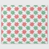 Snowflake Patroon voor rode en groene Waterverf 2 Cadeaupapier (Vlak)