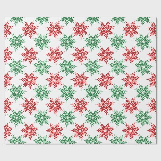 Snowflake Patroon voor rode en groene Waterverf 2 Cadeaupapier (Vlak)