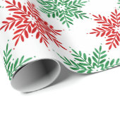 Snowflake Patroon voor rode en groene Waterverf 2 Cadeaupapier (Rol Hoek)
