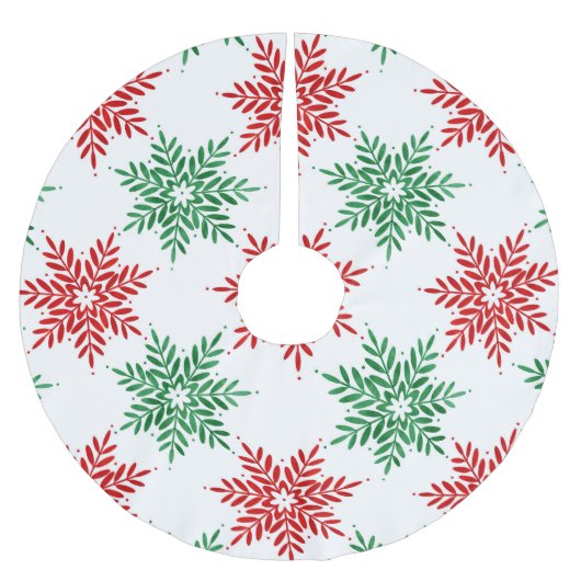 Snowflake Patroon voor rode en groene Waterverf 2 Kerstboom Rok (Voorkant)
