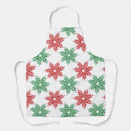 Snowflake Patroon voor rode en groene Waterverf 2 Schort (Voorkant)