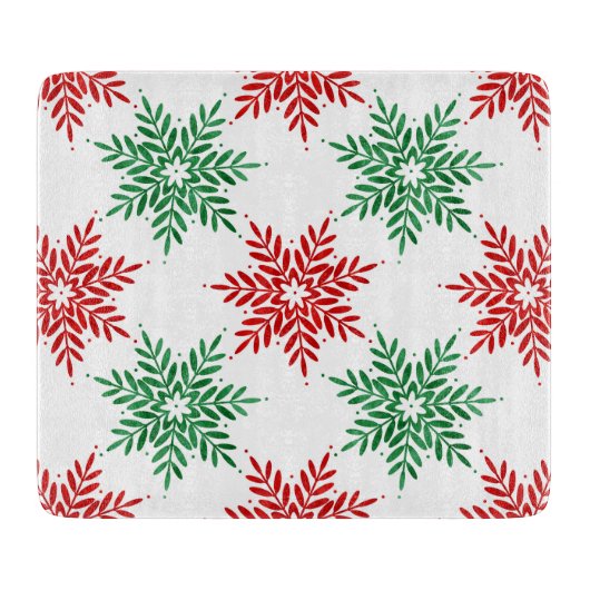 Snowflake Patroon voor rode en groene Waterverf 2 Snijplank (Voorkant)