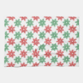 Snowflake Patroon voor rode en groene Waterverf 2 Theedoek (Horizontaal)