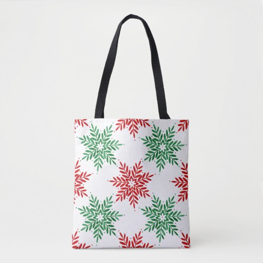 Snowflake Patroon voor rode en groene Waterverf 2 Tote Bag (Voorkant)