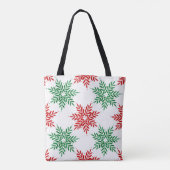 Snowflake Patroon voor rode en groene Waterverf 2 Tote Bag (Achterkant)