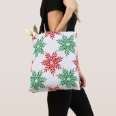 Snowflake Patroon voor rode en groene Waterverf 2 Tote Bag (Dichtbij)